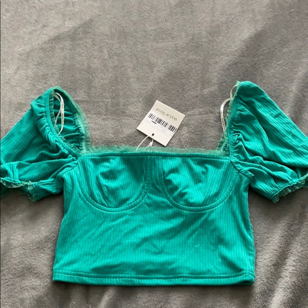 Cropped ribbed bustier top